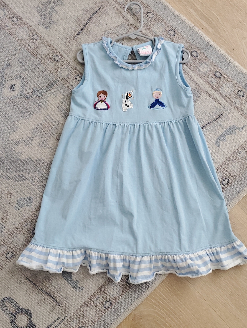 Stitchy Fish Girls Embroidered Frozen Elsa Disney Princess Dress 100% Cotton Sz5